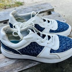 Size 9 Michael Kors Monique Trainer Sneakers MK Signature Blue Denim Size 9
