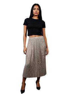 Calligraphie Womens Midi Pleated Skirt Tan Sz S Modest Beige Academia Preppy