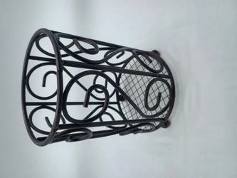 Decorative Metal Wire Scroll Utensil Holder Caddy Dark Brown