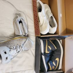 Boys Nike & White Van's Three Pair Shoes Bundle Sz 1, 1.5 & 2 Yrs Black & Gold