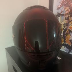 Motorcycle helmet and gloves