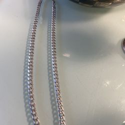 Men's Curb Chain Necklace Sterling Silver 22" Length
