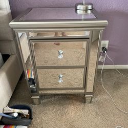 Two Mirrored Nightstands 