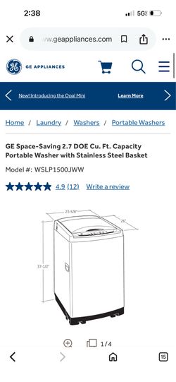 Barely used.  GE Space-Saving 2.7 Cu. Ft. Portable Washer WSLP1500JWW MSRP 890$