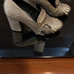 Gold Metallic Chunky Heels 