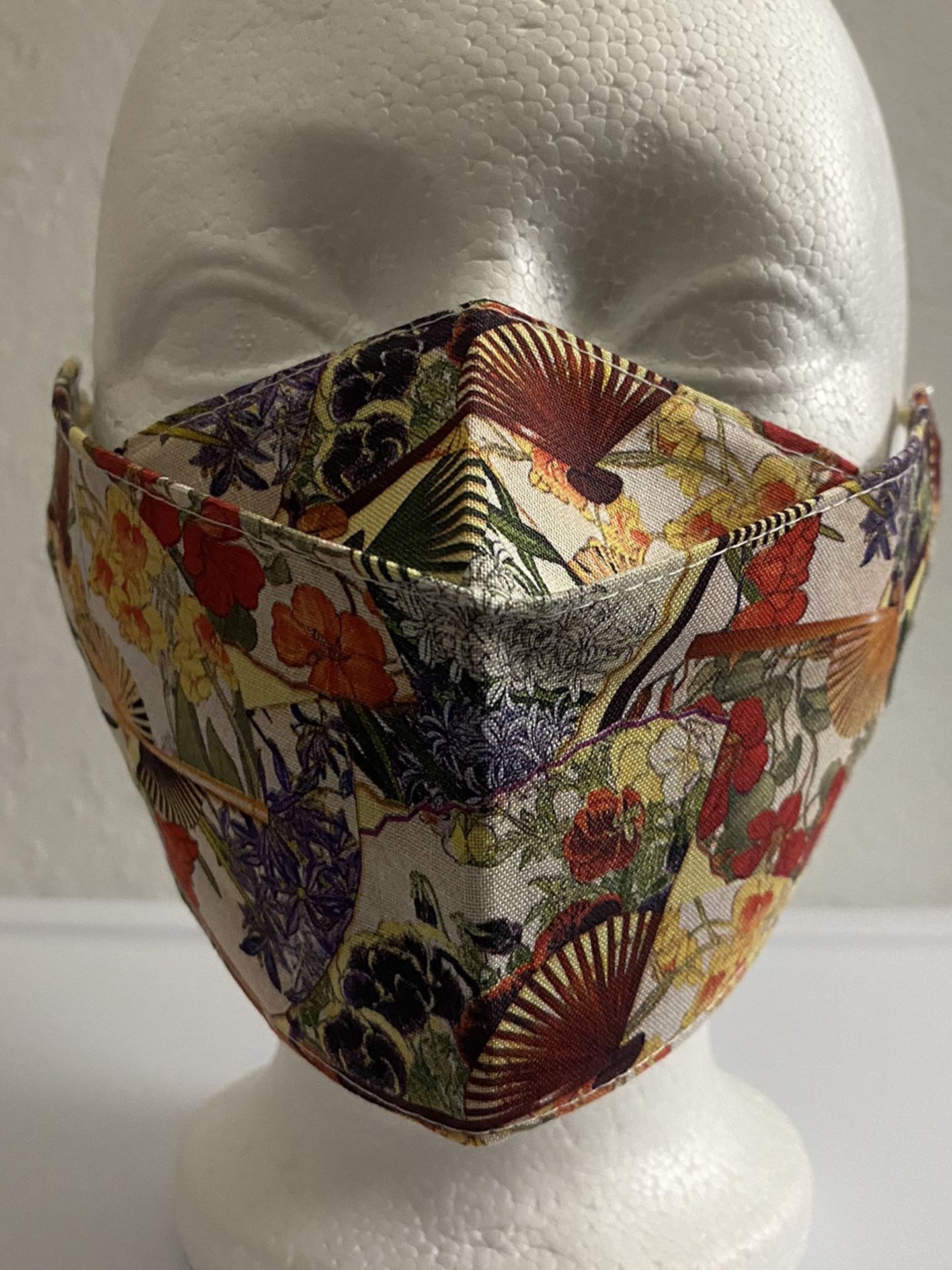 3D Face Mask Adults (Floral Fans)-C71