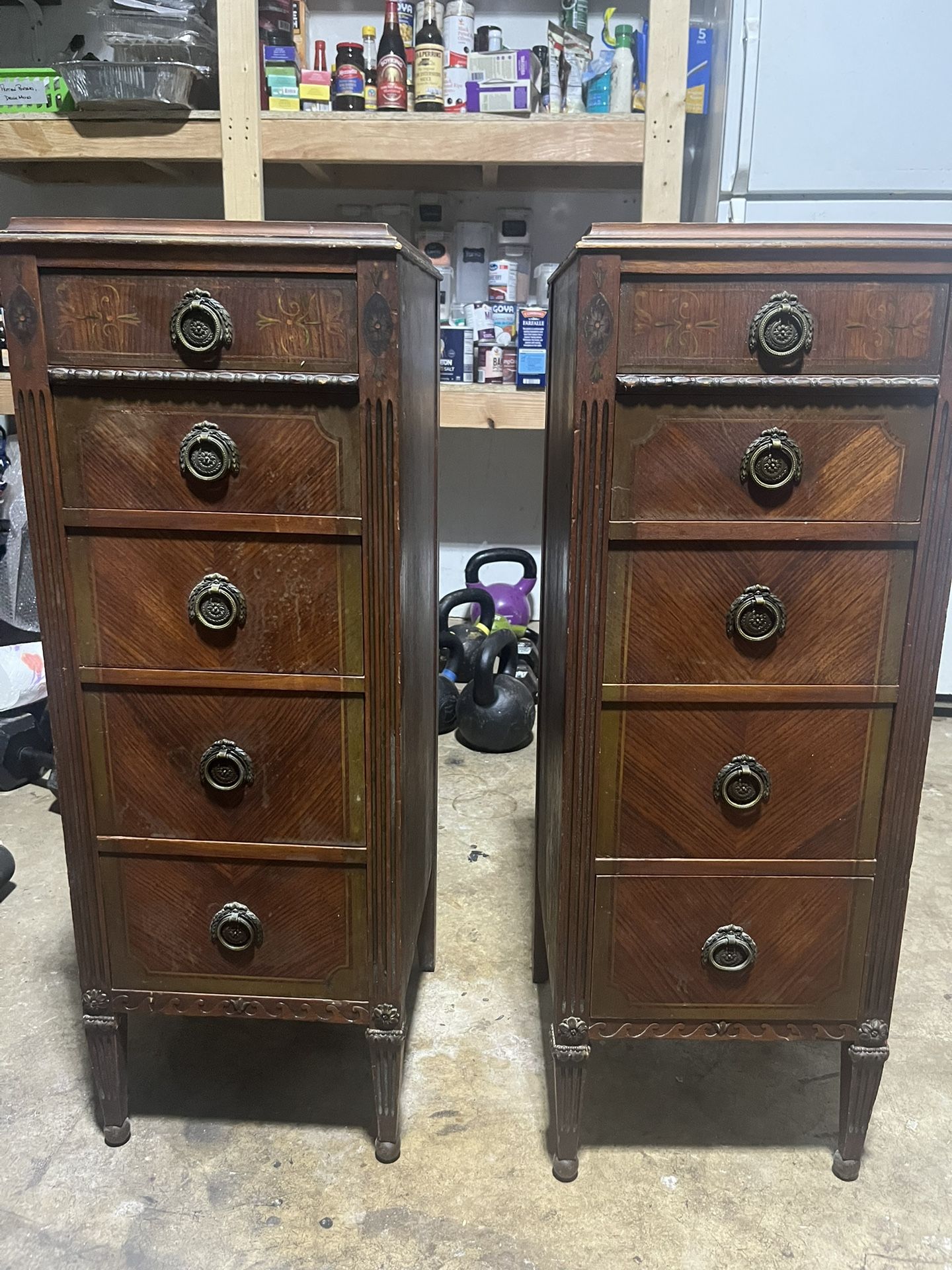 2 Vintage Narrow End Tables/Chest Of Drawers