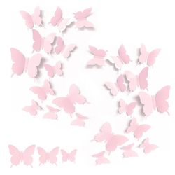 New Set of 24 Pink Pastel Butterfly Wall Decals
