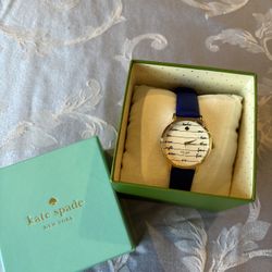 Kate Spade Ladies Metro Written Script Number Watch. Blue band.