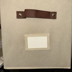 5 Beige Fabric Storage Cubes w/ Handles