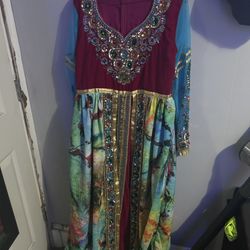 Rainbow Moroccan Kaftan Wedding Dress