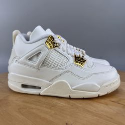 Nike Air Jordan 4 Retro Womens Size 5’ Metallic Gold' AQ9129-170 Shoes NEW