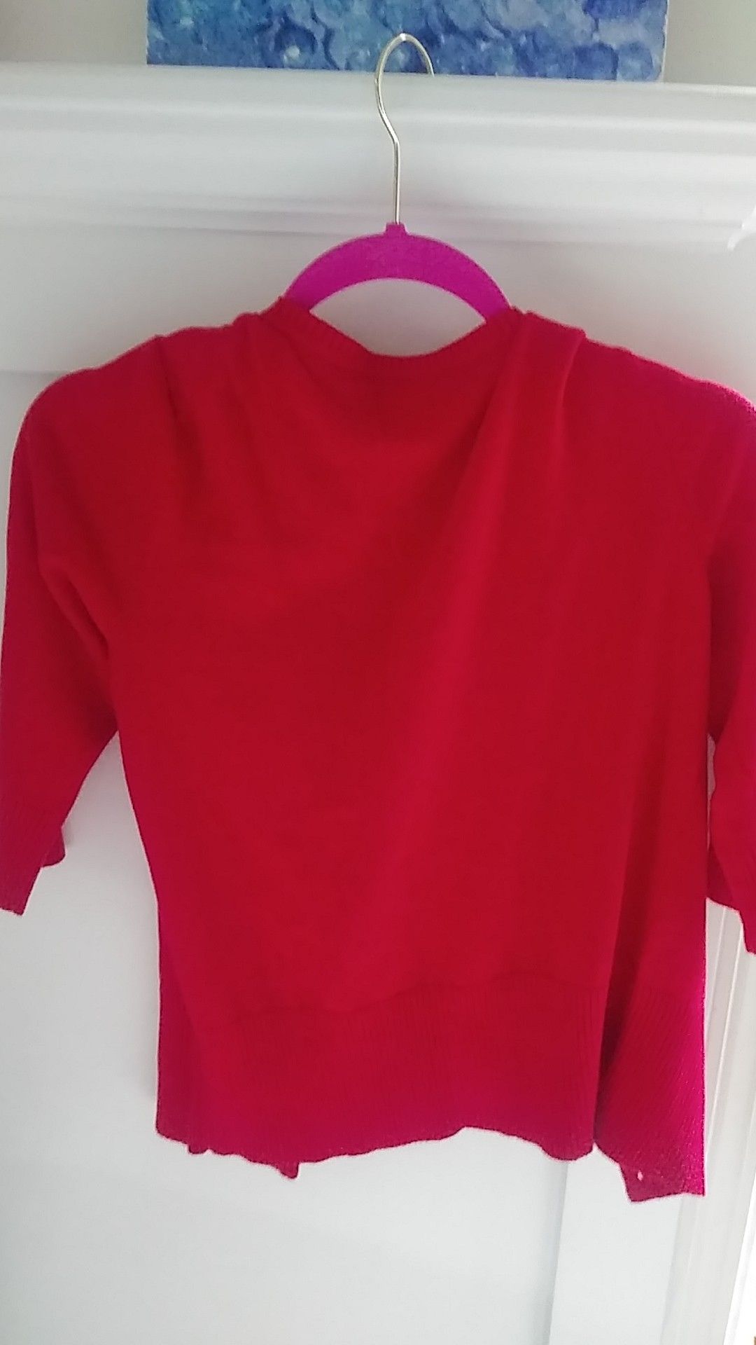 red crop short sleeve cardigan size s