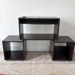 7 piece modular bookcase container store brown wood