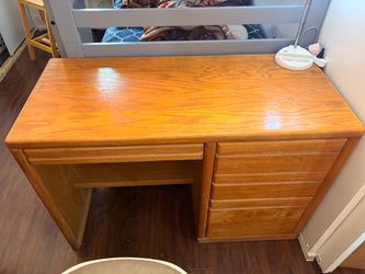 Oak Wood Desk with Drawers