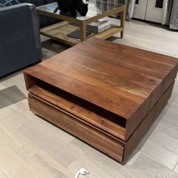 Crate And Barrel Acacia Wood Coffee Table