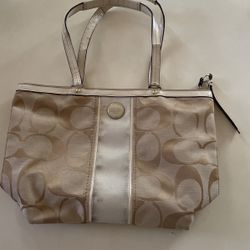 Coach Beige And Pick Purse