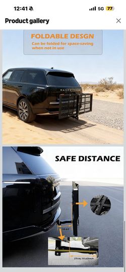 Fouwick 60" x 24" x 13" Hitch Cargo Carrier, 600 Lbs Heavy Duty Folding Luggage Rack for SUV & Truck, Steel Mesh Cargo Carrier Hitch Mount Fits 2" Rec