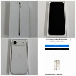 Unlocked iPhone Air 256GB Light Gold with Apple Limited Warranty until December 29, 2026.