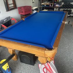 Pool Table With Cues, Rack And Balls