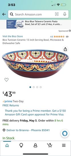 Bico Tunisian Ceramic 13 inch Serving Bowl