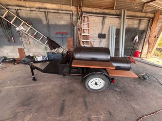 Bbq pit w/smoker on trailer