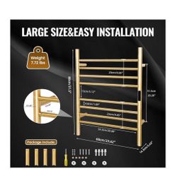 VEVOR 6-Bar Towel Warmer Rack Wall Mounted Heated Towel Rack for Bathroom Silver
