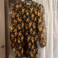 Black And Yellow Floral Dress 