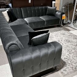 AP🎉 Luxury Gray Soft Sectional Couch// Financing & Delivery Available 