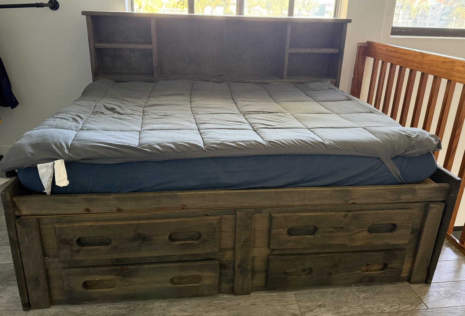 Solid Wood Full-Size Kid's Bed & Desk Set