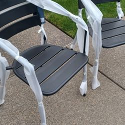 Style Selections Pelham Bay Stackable Black Metal Frame Stationary patio Dining Chair