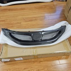 Brand New Real Carbon Fiber Front Bumper Grille Grille For 9th Honda Civic Sedan EX LX 2013-2015 US

