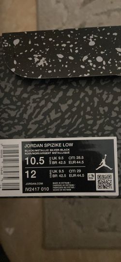 Jordan Spizike Low Black Metallic Silver Size 10.5