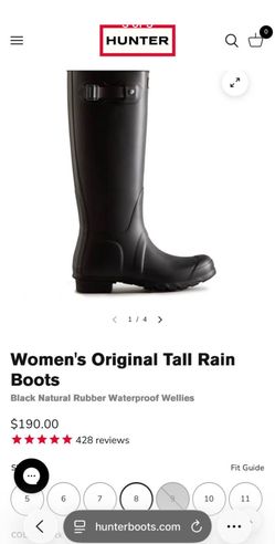 Hunter Women's Original Tall Rain Boots Size 8