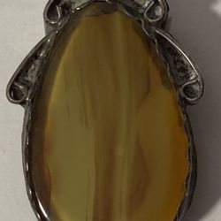 Vintage Bolo Tie Silver With Nice Yellow Stone Design