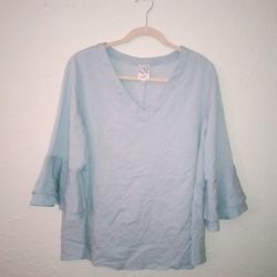 2X FLOWY BELL SLEEVE V NECK TUNIC TOP⤵️⤵️⤵️