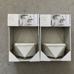 Set 2 Project 62 Ceramic Wall Decor Succulent Geometric Hanging White/Gold New