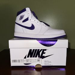 Nike Air Jordan Court Purple 1’s   Size 10W 