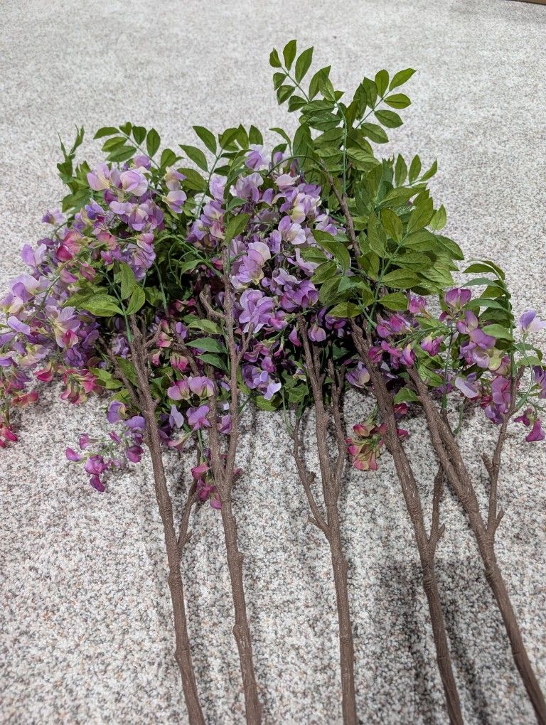 5 Fake Wisteria Branches, 3' Tall