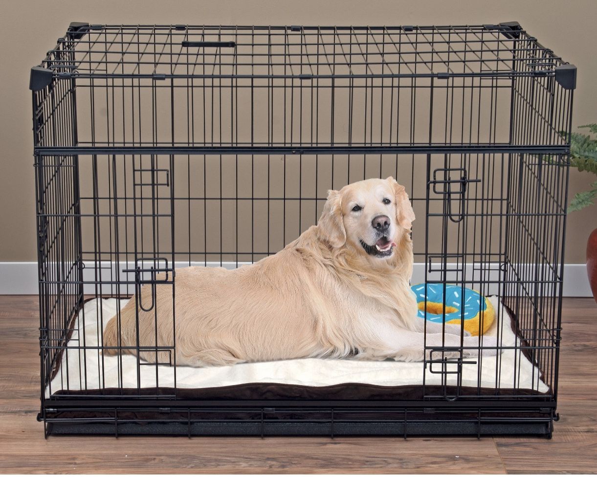 Lucky Dog Sliding Double Door Wire Dog Crate, 42 inch