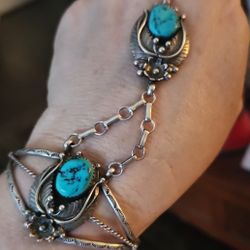 Slave Bracelet Sterling Turquoise Cuff Bracelet 