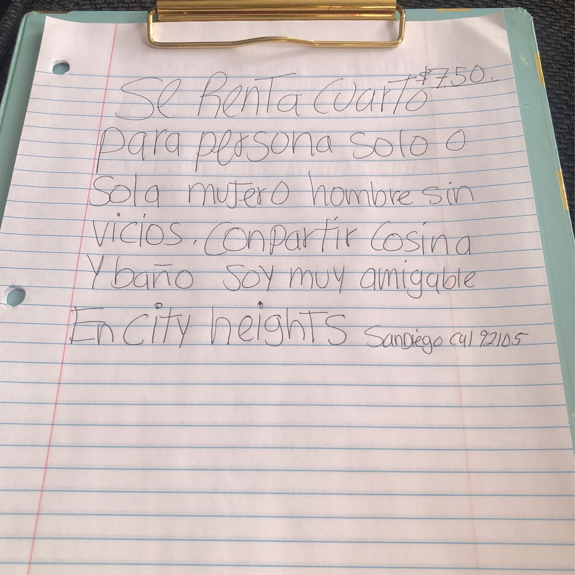 Se Renta Cuarto En city heights