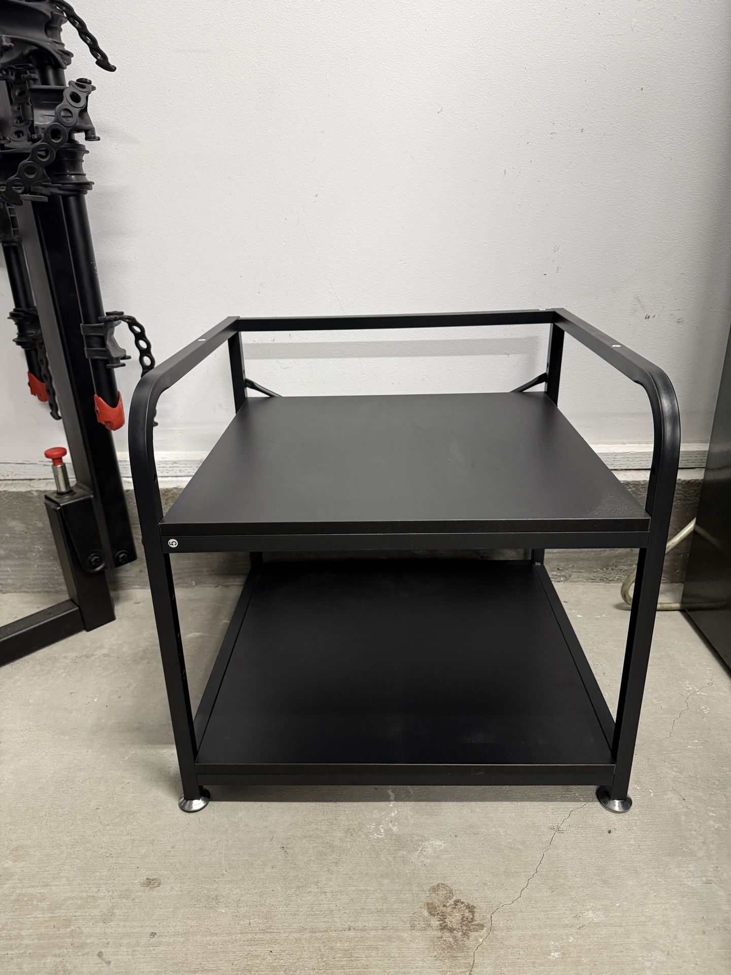 2 Tier Under Desk Printer Stand with Storage, 20 Inches Deep Large Printer Table with Height Adjustable Shelf,