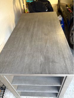 Gray High-Top Dining Table with Built-In Storage