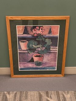 Medium-sized (30.5"H x 26.25"W) Wood-Framed, Matted & Glass-Covered WATERCOLOR Print - firm posted price.