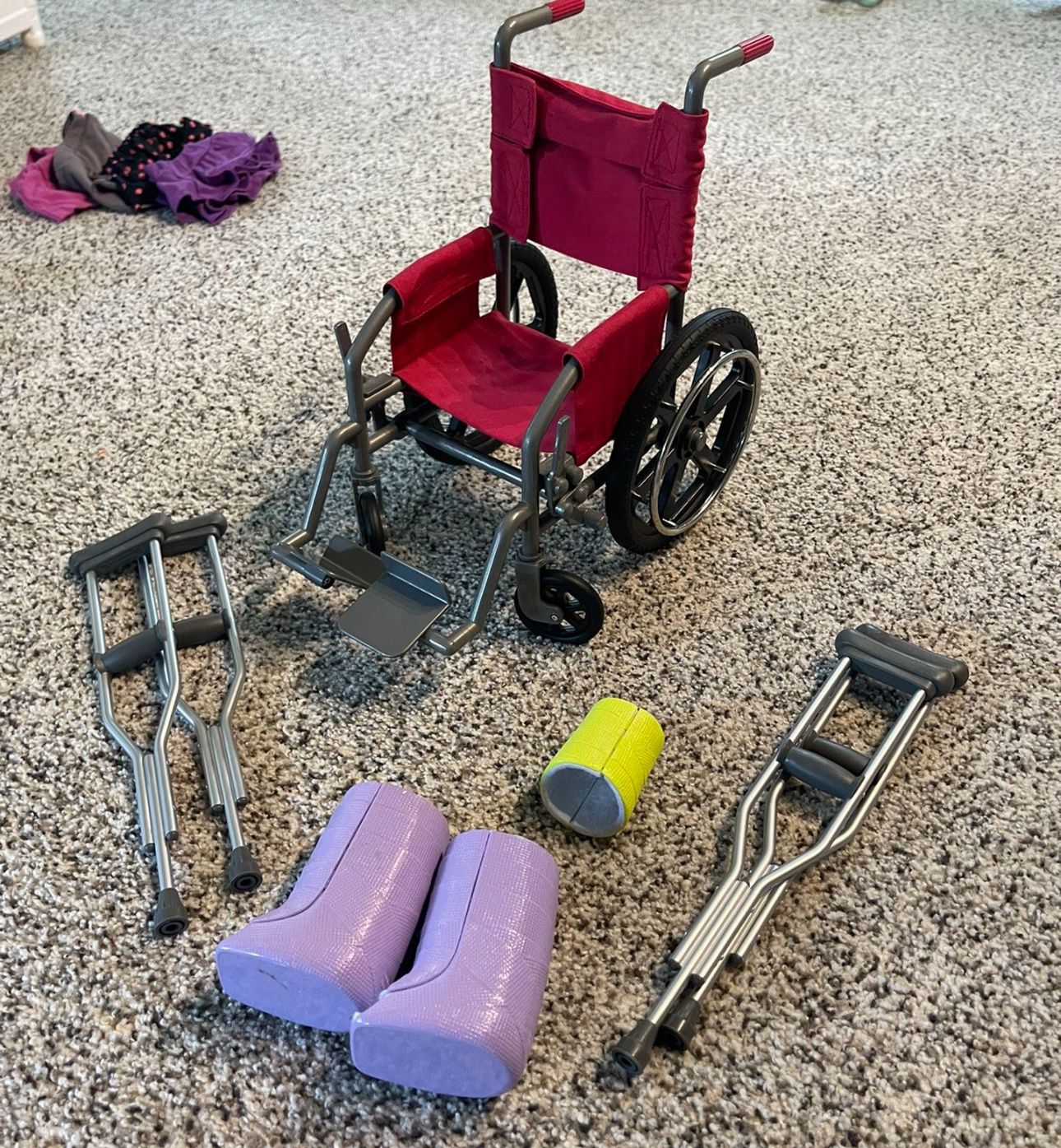 American Girl Wheelchair, Crutches And Arm/Leg Casts