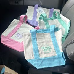 Trader Joes Pastel Canvas Bags 