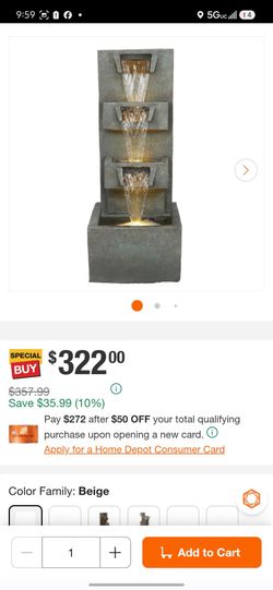 33 in. Tall Outdoor 4-Tiered Basin Cascading Fountain, Gray