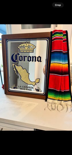 Corona  Mirror with Mexican Blanket