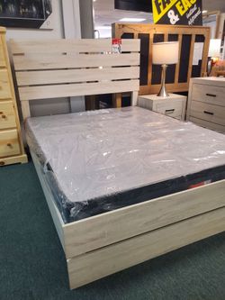 Queen Bed Frame white wash